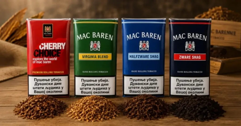 Mac Baren Cherry Choice, Virginia Blend, Halfzware Shag i Zware Shag